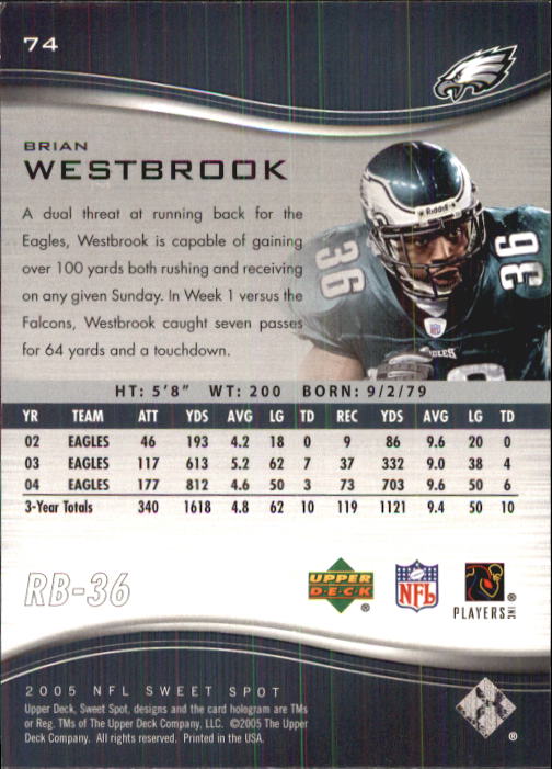 2005 Sweet Spot #74 Brian Westbrook back image