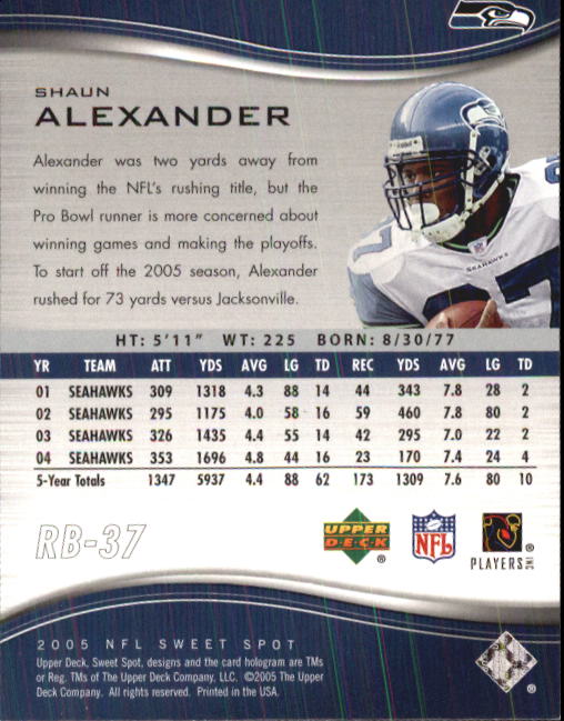 2005 Sweet Spot (Upper Deck) Football "Main Set" Cards #1 to #301 - Picture 163 of 227