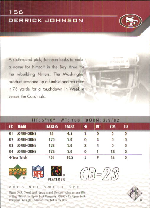 2005 Sweet Spot (Upper Deck) Football "Main Set" Cards #1 to #301 - Picture 215 of 227