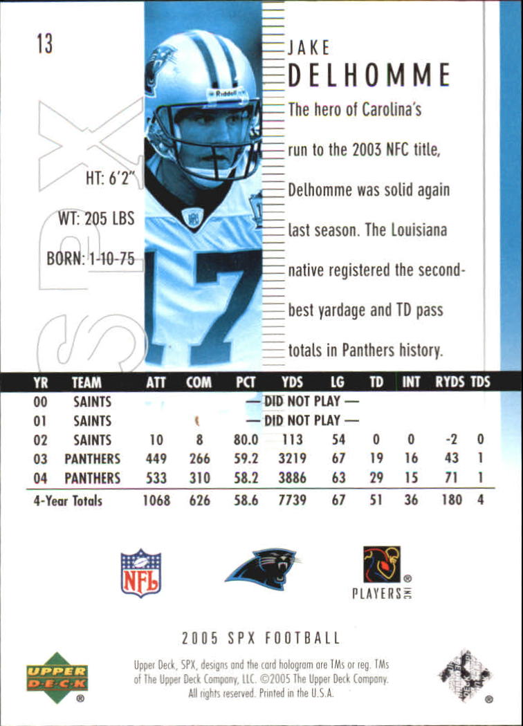 2005 SPx (Upper Deck) Football "Main Set" Cards #1 to #197 - Picture 27 of 275
