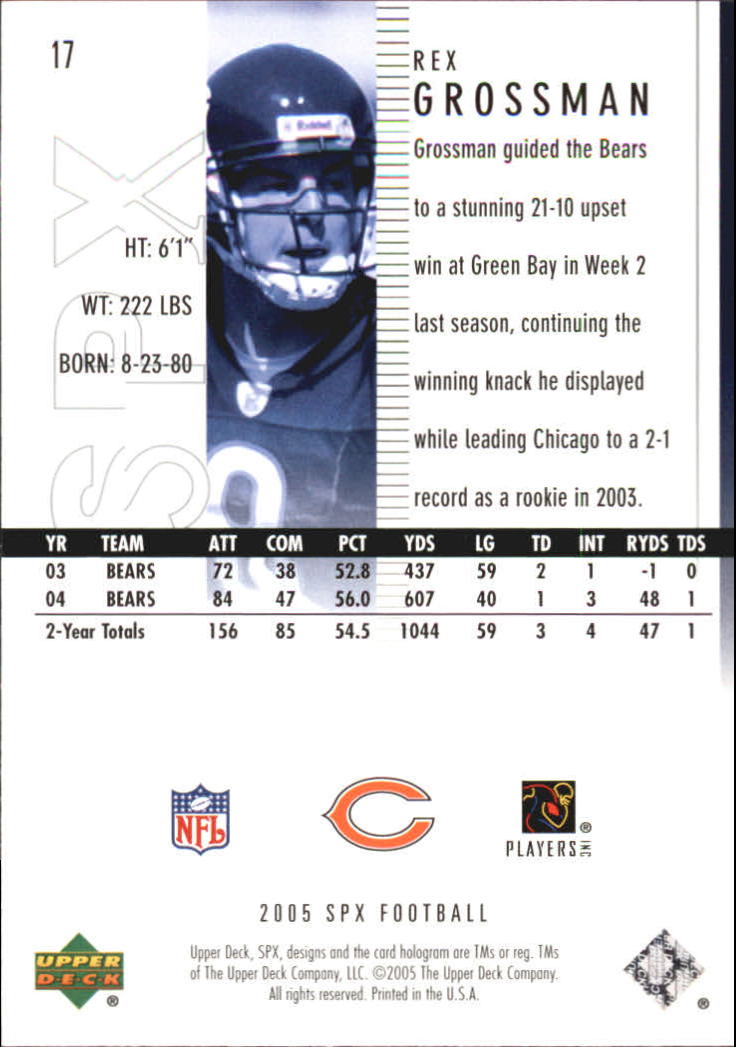 2005 SPx (Upper Deck) Football "Main Set" Cards #1 to #197 - Picture 35 of 275