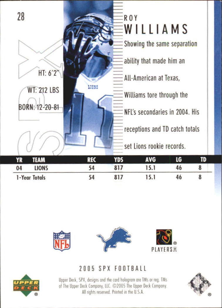 2005 SPx (Upper Deck) Football "Main Set" Cards #1 to #197 - Picture 57 of 275