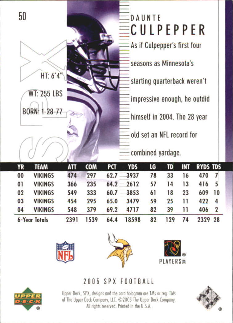 2005 SPx (Upper Deck) Football "Main Set" Cards #1 to #197 - Picture 101 of 275