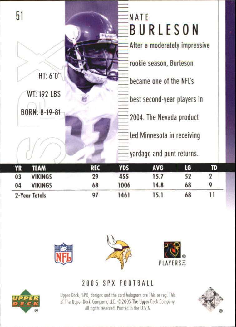 2005 SPx (Upper Deck) Football "Main Set" Cards #1 to #197 - Picture 103 of 275