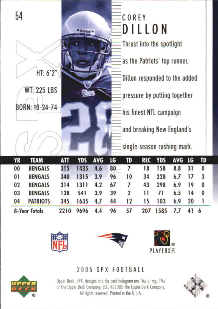 2005 SPx (Upper Deck) Football "Main Set" Cards #1 to #197 - Picture 109 of 275