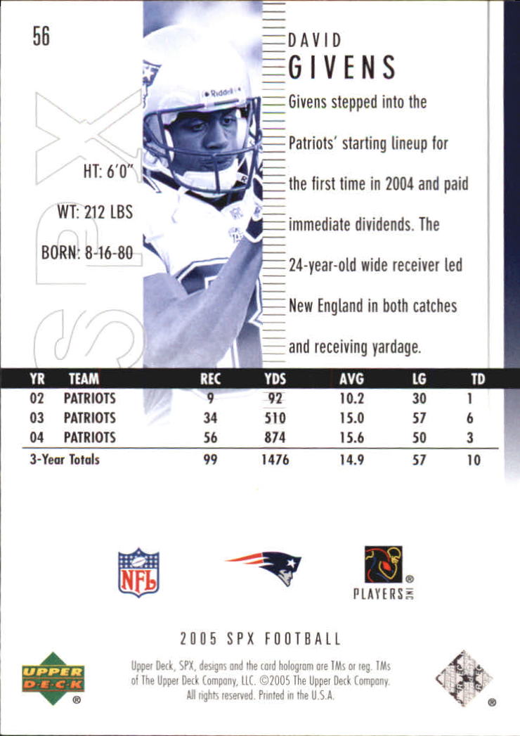 2005 SPx (Upper Deck) Football "Main Set" Cards #1 to #197 - Picture 113 of 275