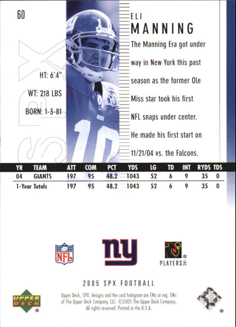 2005 SPx (Upper Deck) Football "Main Set" Cards #1 to #197 - Picture 121 of 275