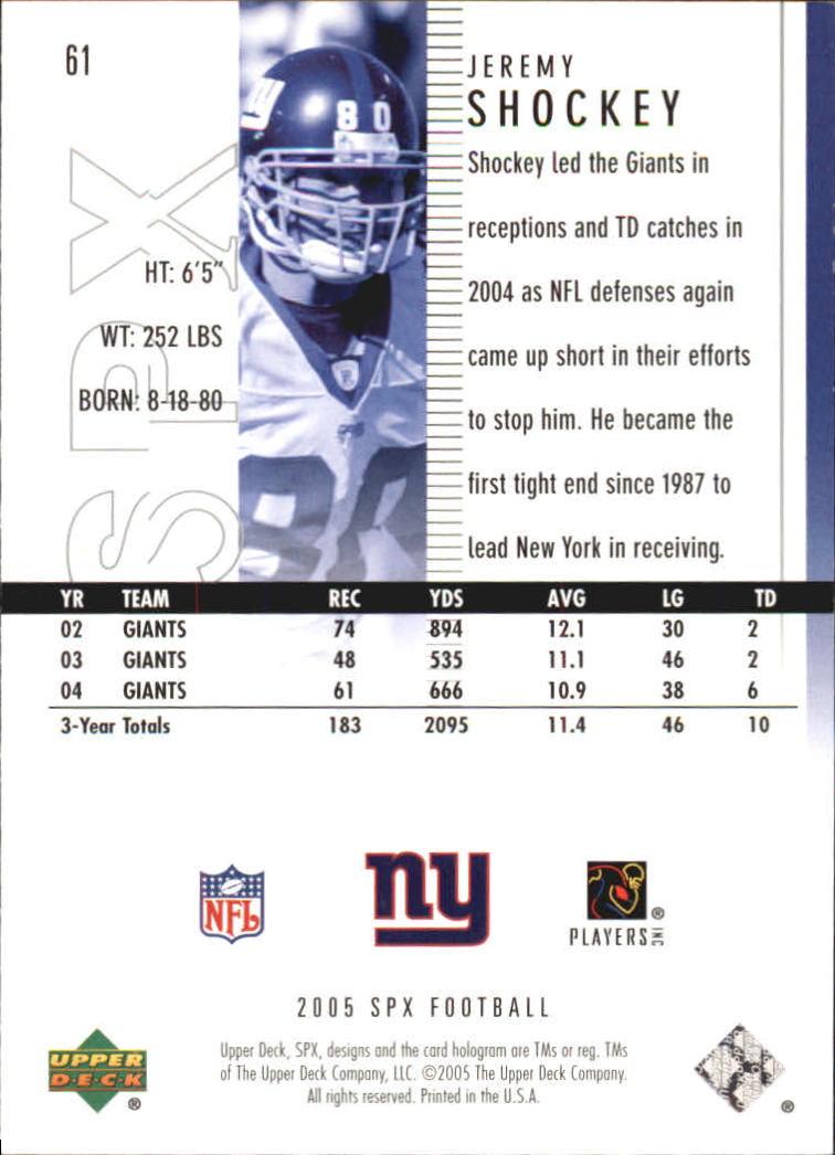 2005 SPx (Upper Deck) Football "Main Set" Cards #1 to #197 - Picture 123 of 275