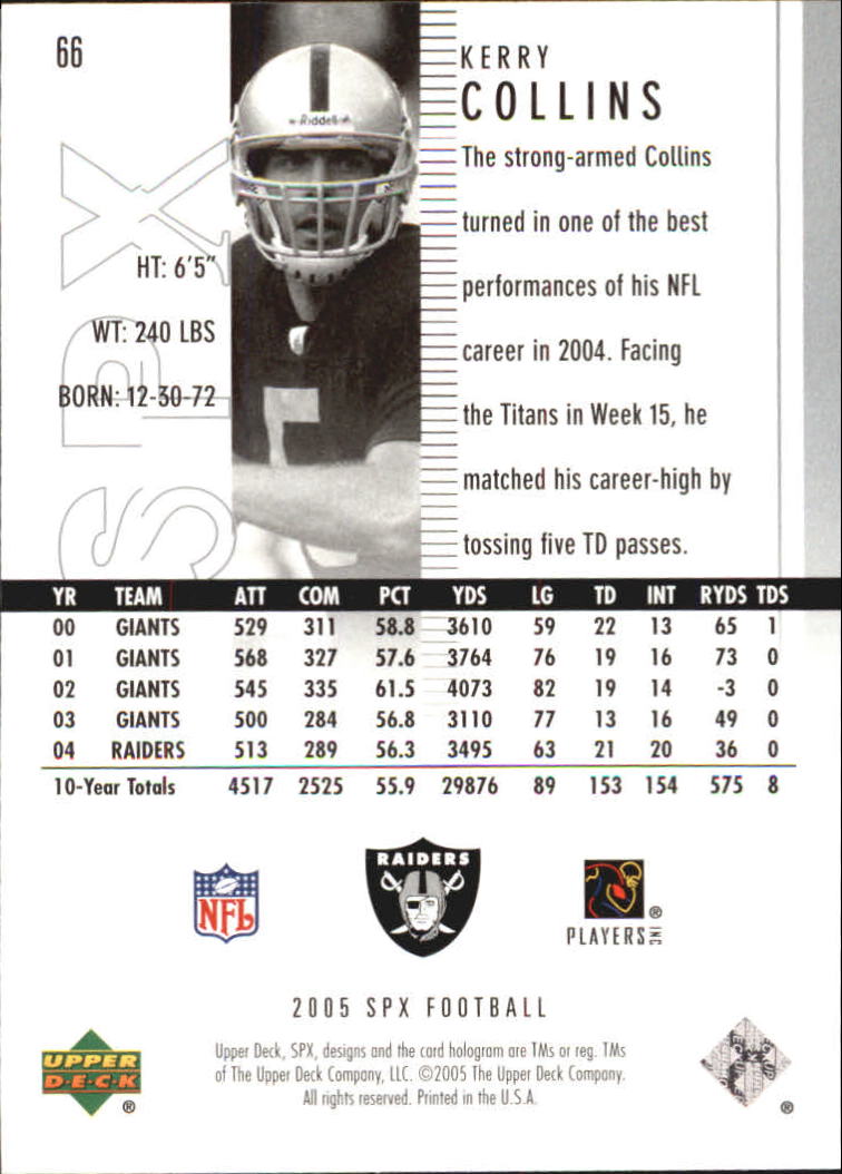 2005 SPx (Upper Deck) Football "Main Set" Cards #1 to #197 - Picture 133 of 275