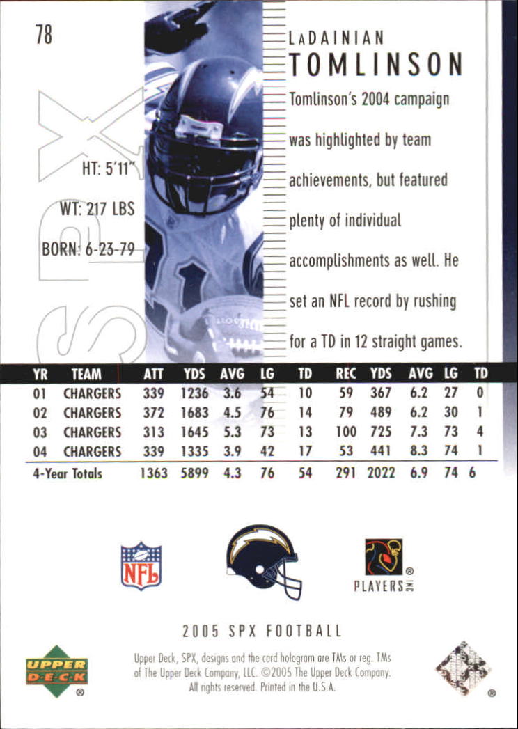 2005 SPx (Upper Deck) Football "Main Set" Cards #1 to #197 - Picture 157 of 275
