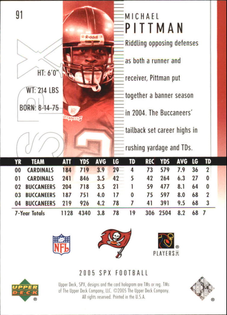 2005 SPx (Upper Deck) Football "Main Set" Cards #1 to #197 - Picture 183 of 275