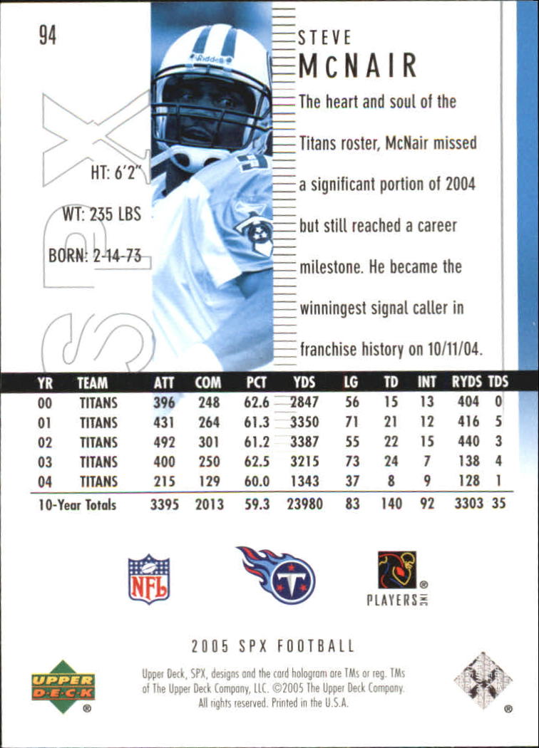 2005 SPx (Upper Deck) Football "Main Set" Cards #1 to #197 - Picture 189 of 275