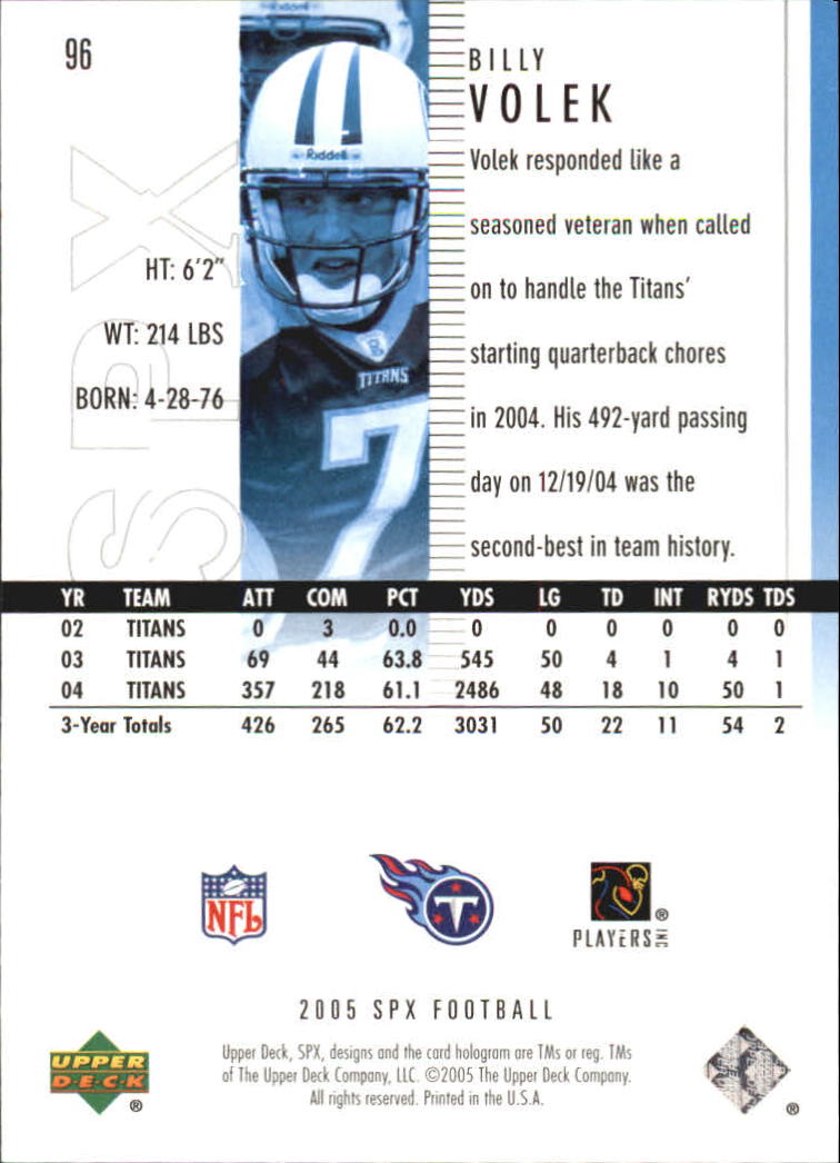 2005 SPx (Upper Deck) Football "Main Set" Cards #1 to #197 - Picture 193 of 275