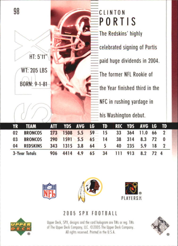 2005 SPx (Upper Deck) Football "Main Set" Cards #1 to #197 - Picture 197 of 275