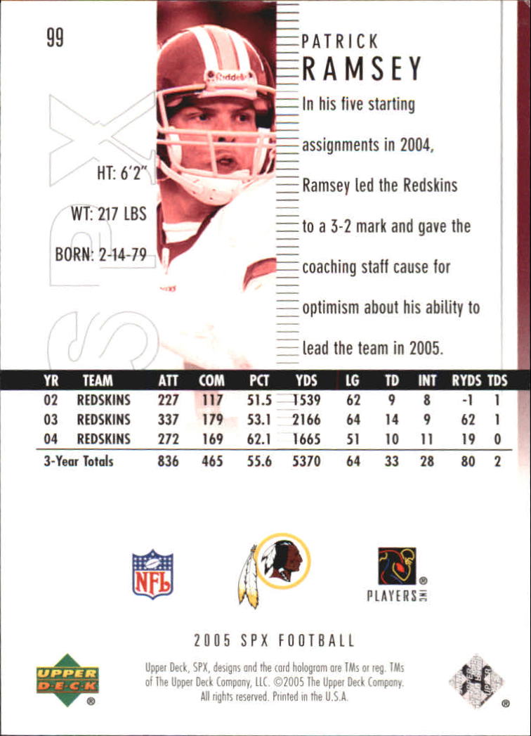 2005 SPx (Upper Deck) Football "Main Set" Cards #1 to #197 - Picture 199 of 275