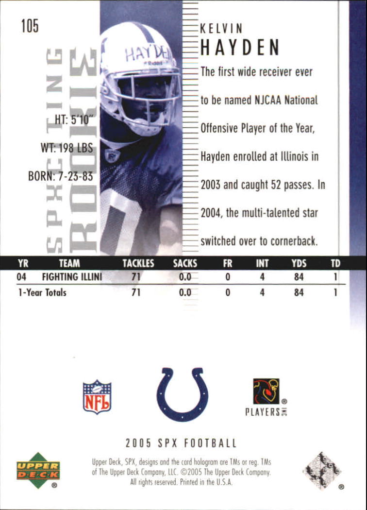 2005 SPx (Upper Deck) Football "Main Set" Cards #1 to #197 - Picture 209 of 275