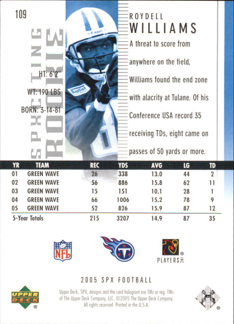 2005 SPx (Upper Deck) Football "Main Set" Cards #1 to #197 - Picture 211 of 275