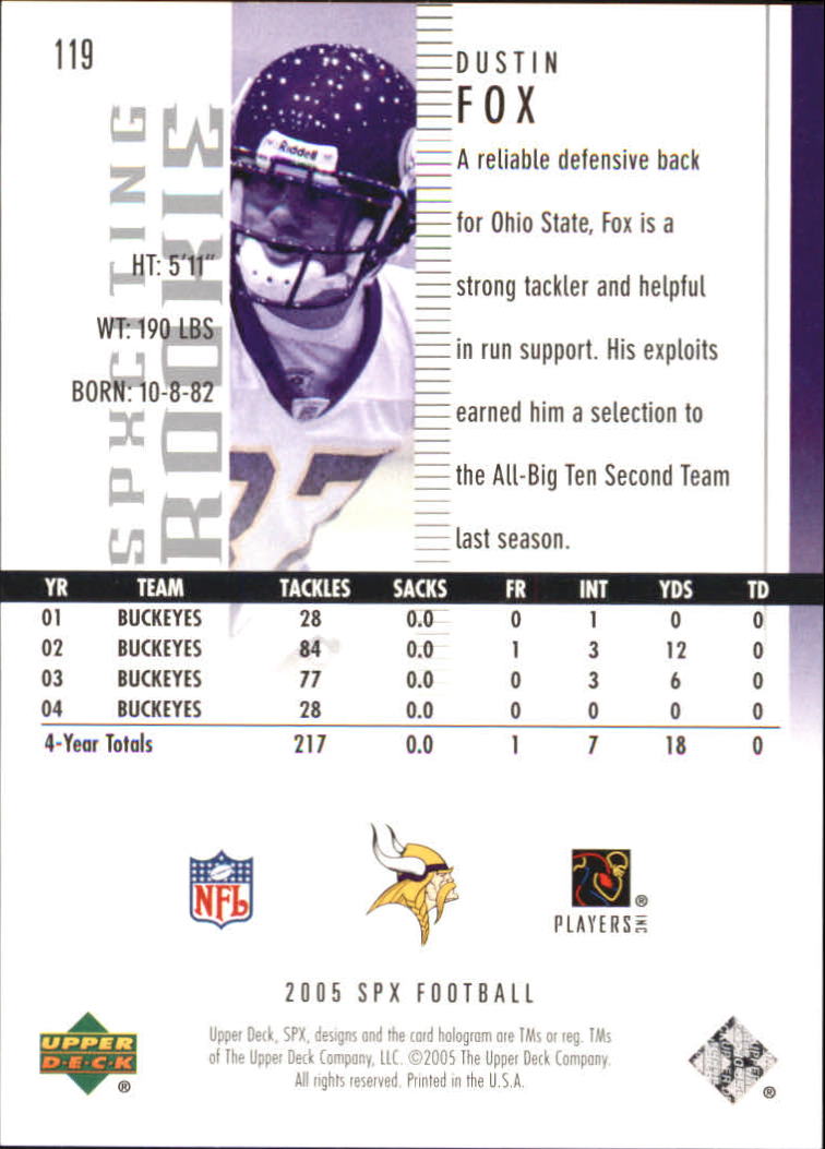 2005 SPx (Upper Deck) Football "Main Set" Cards #1 to #197 - Picture 221 of 275