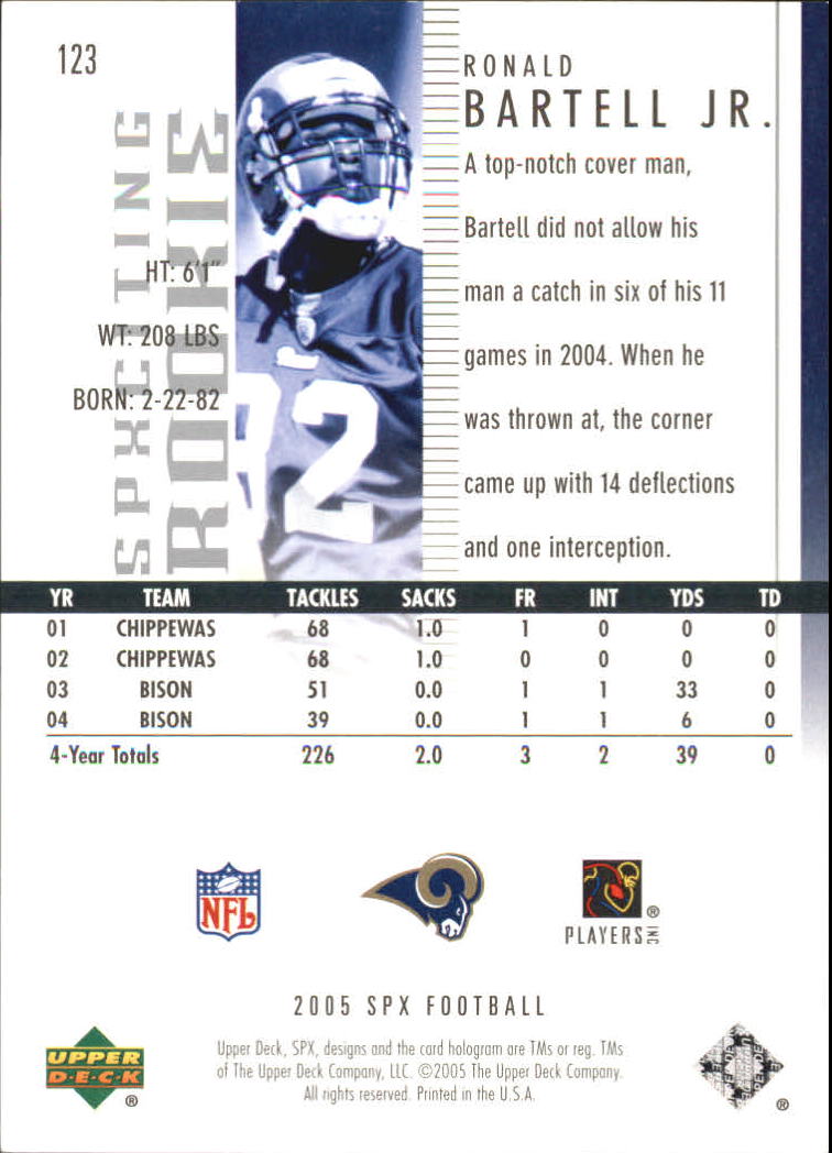 2005 SPx (Upper Deck) Football "Main Set" Cards #1 to #197 - Picture 227 of 275