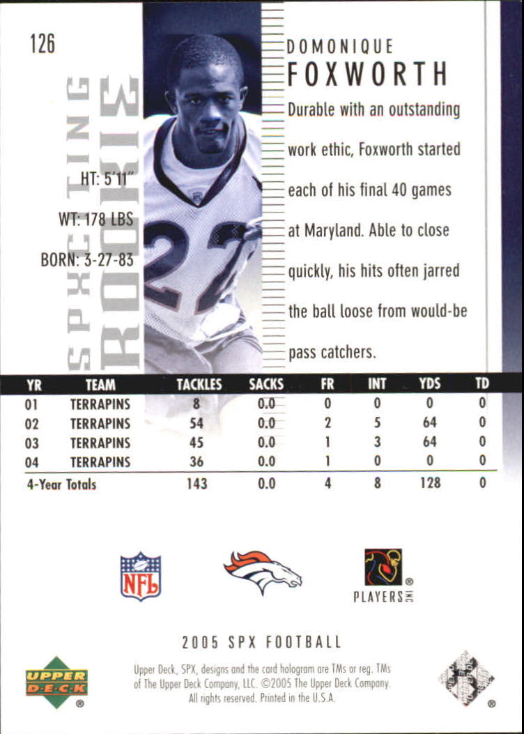 2005 SPx (Upper Deck) Football "Main Set" Cards #1 to #197 - Picture 229 of 275