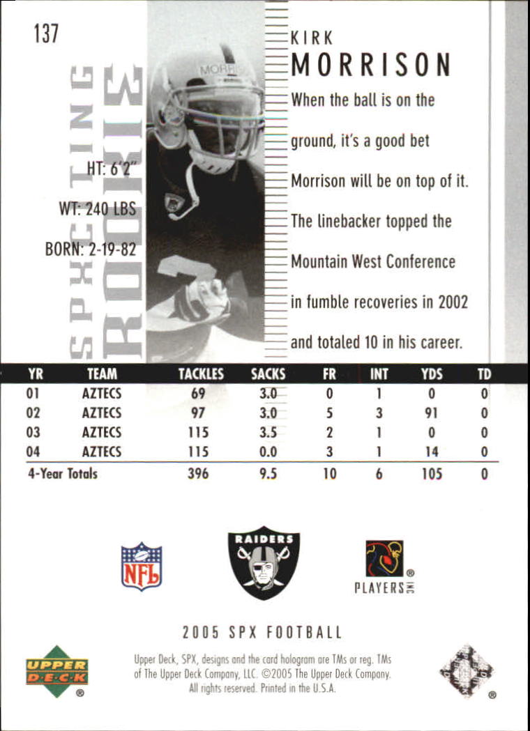2005 SPx (Upper Deck) Football "Main Set" Cards #1 to #197 - Picture 235 of 275