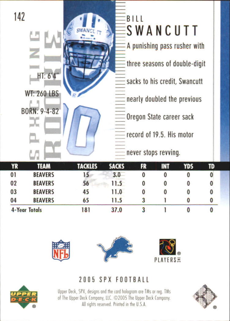 2005 SPx (Upper Deck) Football "Main Set" Cards #1 to #197 - Picture 239 of 275