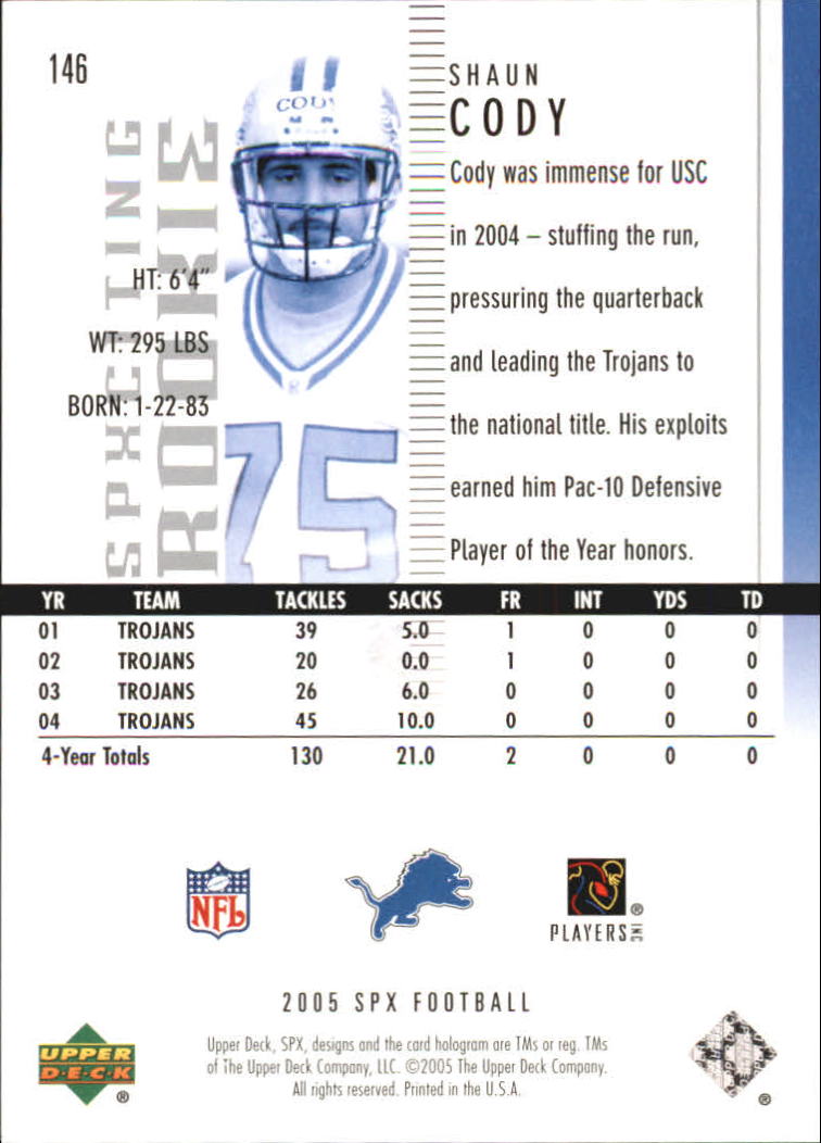 2005 SPx (Upper Deck) Football "Main Set" Cards #1 to #197 - Picture 241 of 275
