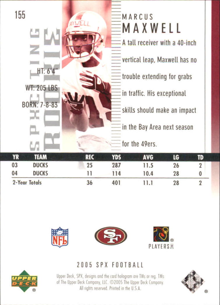 2005 SPx (Upper Deck) Football "Main Set" Cards #1 to #197 - Picture 247 of 275