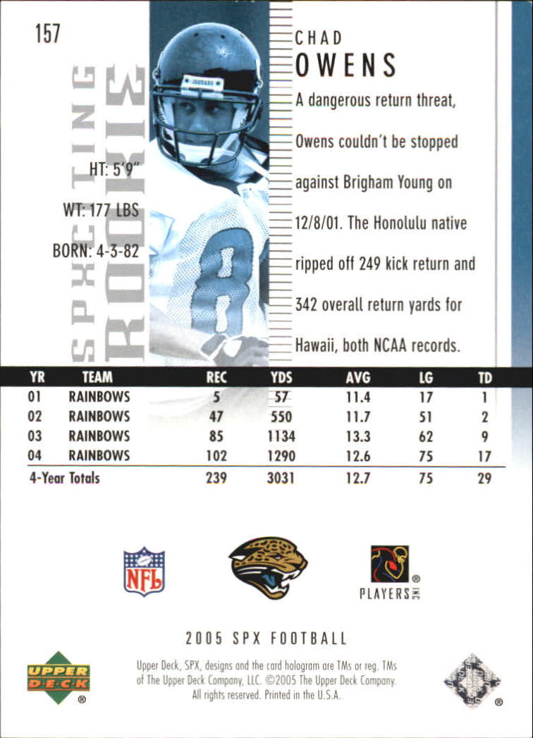 2005 SPx (Upper Deck) Football "Main Set" Cards #1 to #197 - Picture 251 of 275