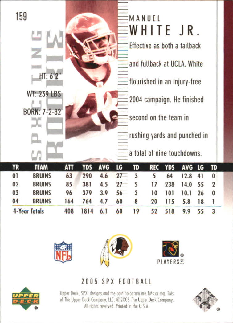 2005 SPx (Upper Deck) Football "Main Set" Cards #1 to #197 - Picture 253 of 275
