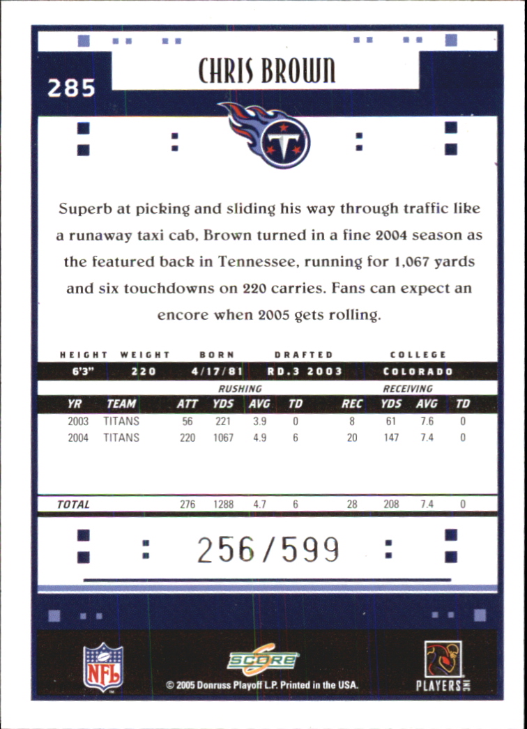 2005 Score Scorecard Tennessee Titans Football Card #285 &hellip;