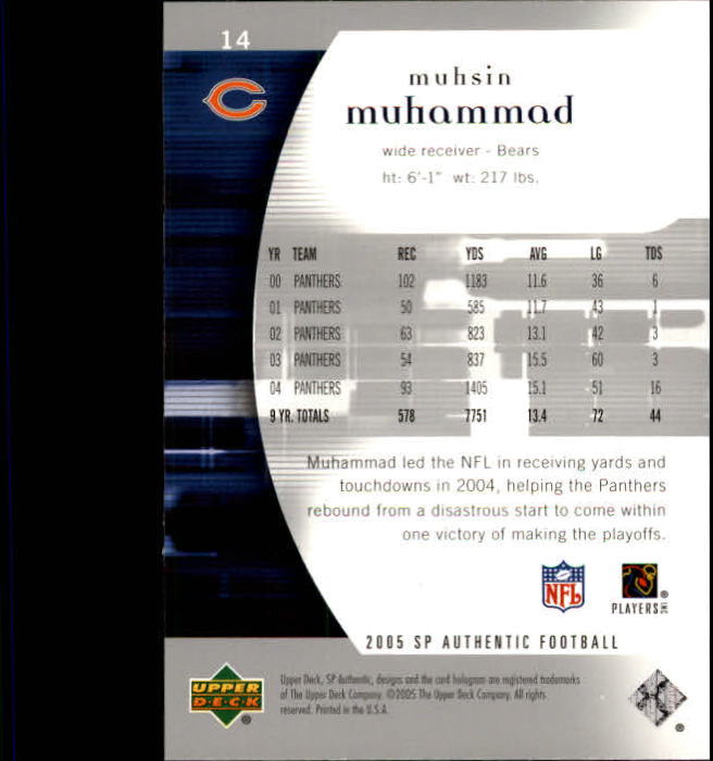 2005 SP Authentic (Upper Deck) Football "Main Set" Cards #1 to #255 - Picture 29 of 217