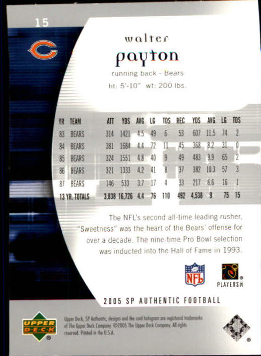 2005 SP Authentic (Upper Deck) Football "Main Set" Cards #1 to #255 - Picture 31 of 217