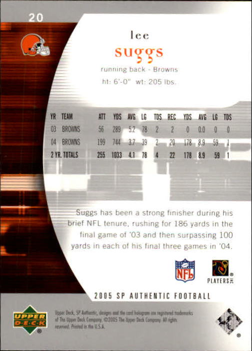 2005 SP Authentic #20 Lee Suggs back image