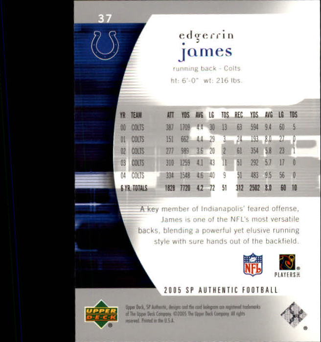 2005 SP Authentic (Upper Deck) Football "Main Set" Cards #1 to #255 - Picture 75 of 217