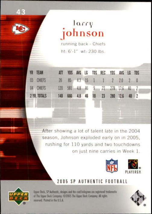 2005 SP Authentic #43 Larry Johnson back image