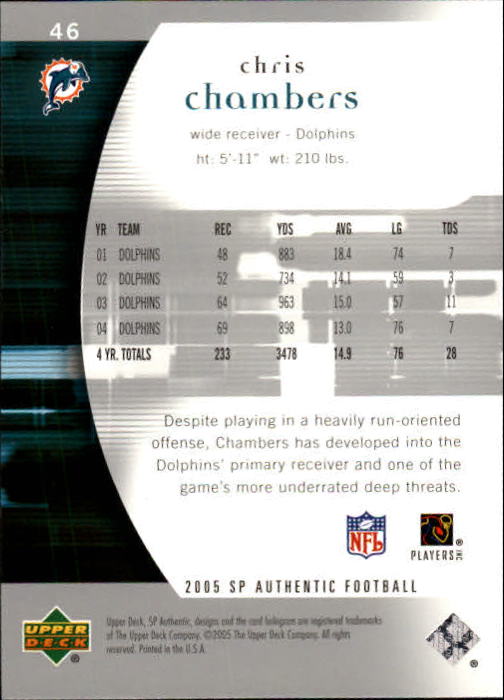 2005 SP Authentic #46 Chris Chambers back image