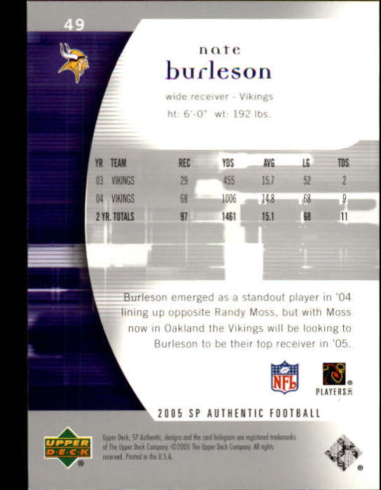 2005 SP Authentic (Upper Deck) Football "Main Set" Cards #1 to #255 - Picture 99 of 217
