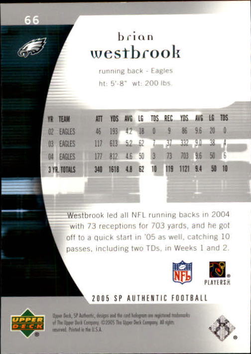 2005 SP Authentic (Upper Deck) Football "Main Set" Cards #1 to #255 - Picture 133 of 217