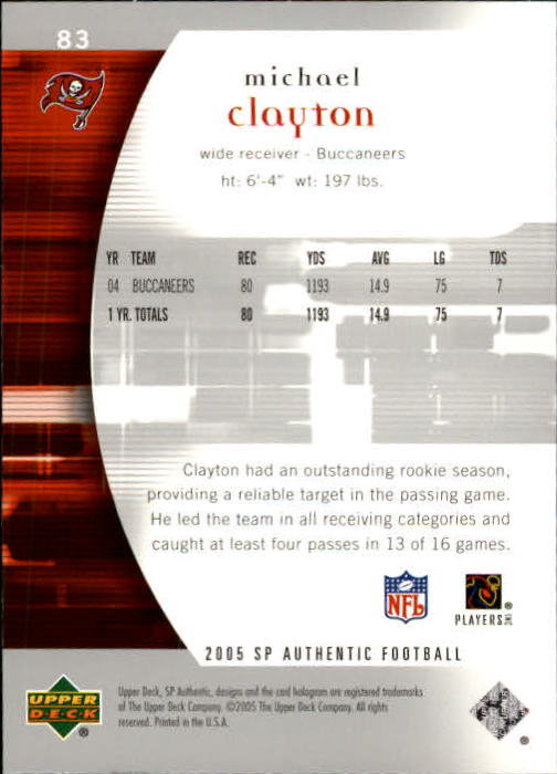 2005 SP Authentic (Upper Deck) Football "Main Set" Cards #1 to #255 - Picture 167 of 217