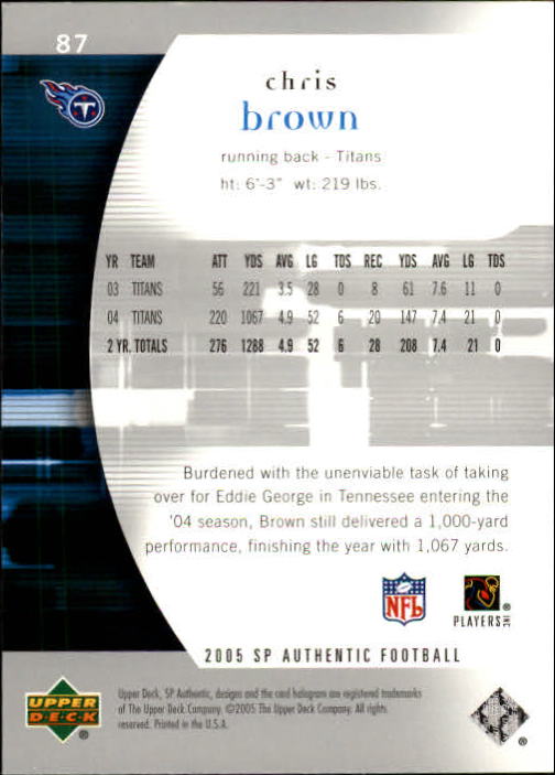 2005 SP Authentic (Upper Deck) Football "Main Set" Cards #1 to #255 - Picture 175 of 217