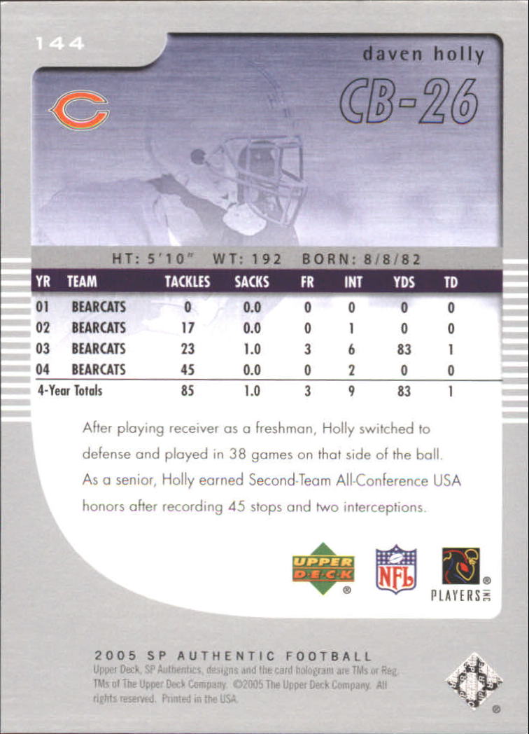 2005 SP Authentic (Upper Deck) Football "Main Set" Cards #1 to #255 - Picture 203 of 217