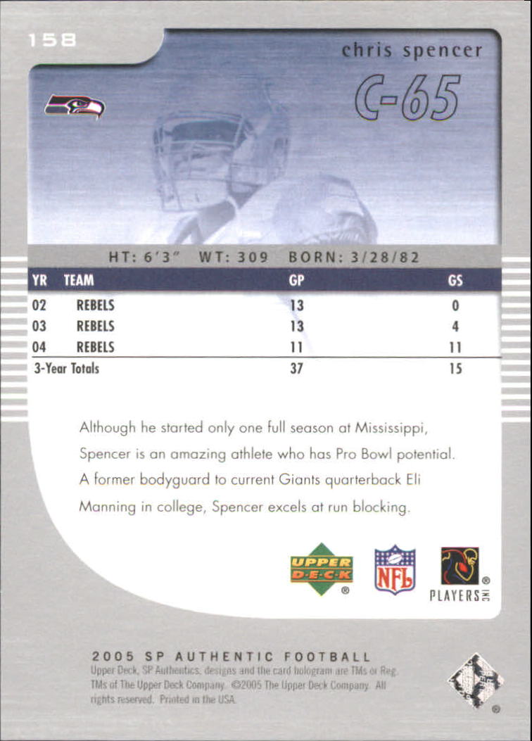 2005 SP Authentic (Upper Deck) Football "Main Set" Cards #1 to #255 - Picture 211 of 217