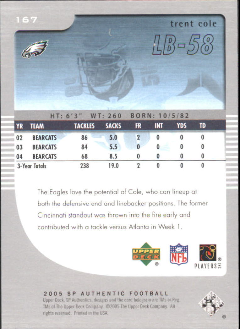 2005 SP Authentic (Upper Deck) Football "Main Set" Cards #1 to #255 - Picture 213 of 217