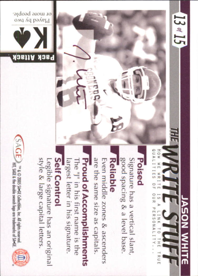 2005 Sage HIT Football "Insert" Cards - Picture 112 of 112