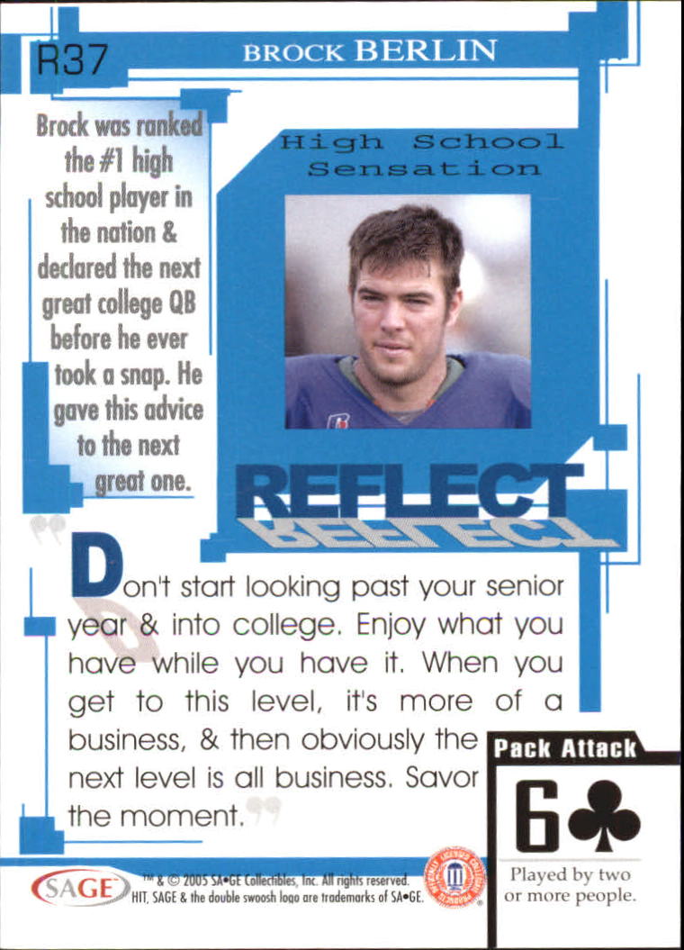 2005 Sage HIT Football "Insert" Cards - Picture 52 of 112