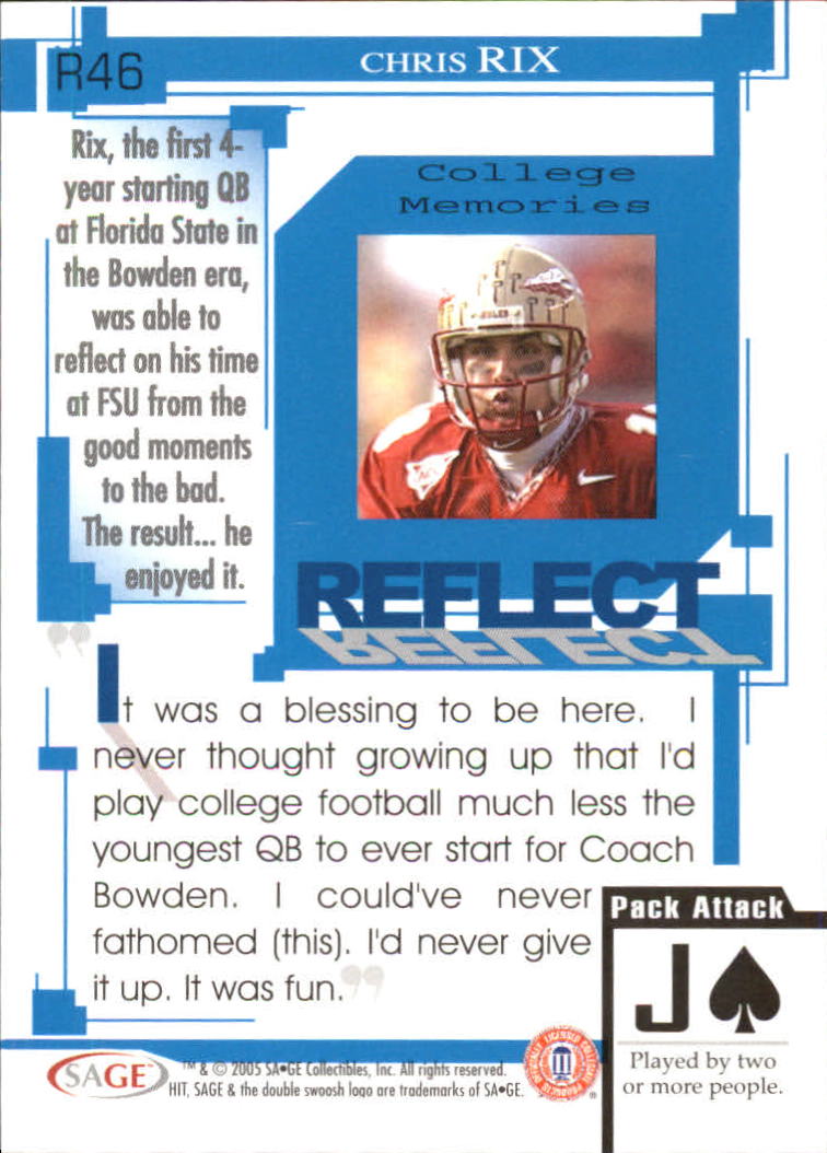 2005 Sage HIT Football "Insert" Cards - Picture 102 of 112