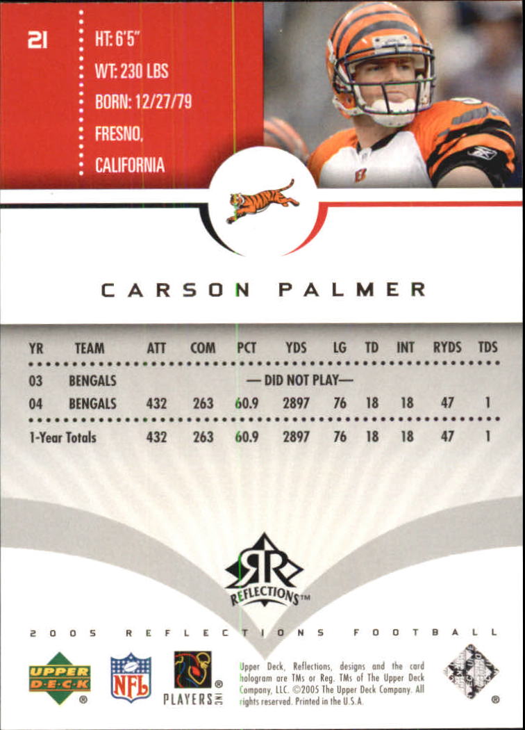2005 Reflections #21 Carson Palmer back image