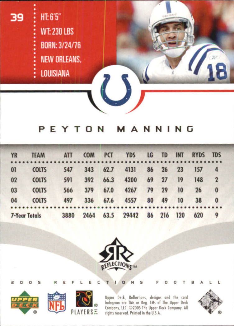2005 Reflections (Upper Deck) Football "Main Set" Cards #1 to #284 - Picture 77 of 251