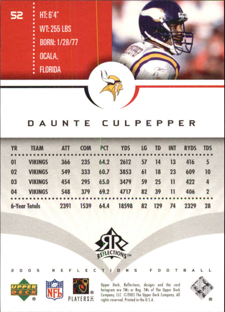 2005 Reflections (Upper Deck) Football "Main Set" Cards #1 to #284 - Picture 101 of 251